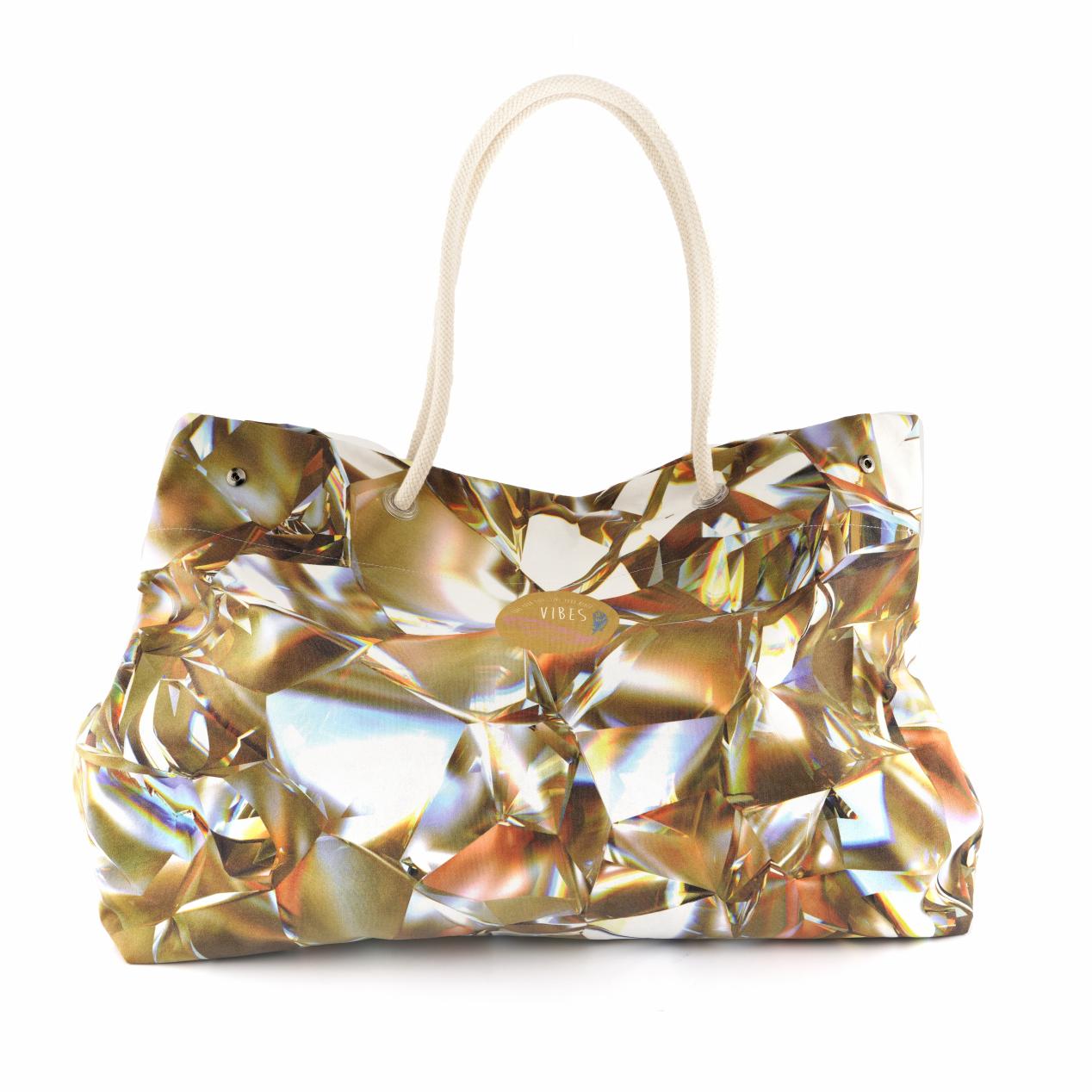 Beach Bag Big Crystal Gold