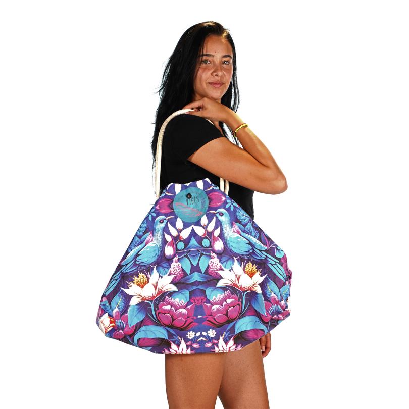 Beach Bag Fiorato Bluette