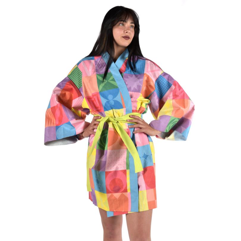 Kimono Geometrico Colors Fronte