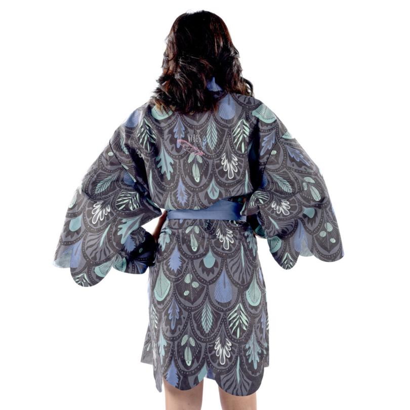 Kimono Peacock Blue Retro