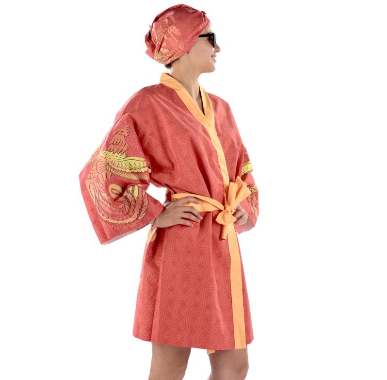 Kimono Dragon & Fenice, oro e rosso fuoco