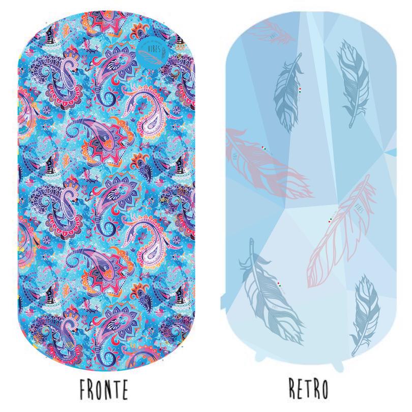 Telo Mare Paisley Azzurro Fronte e Retro