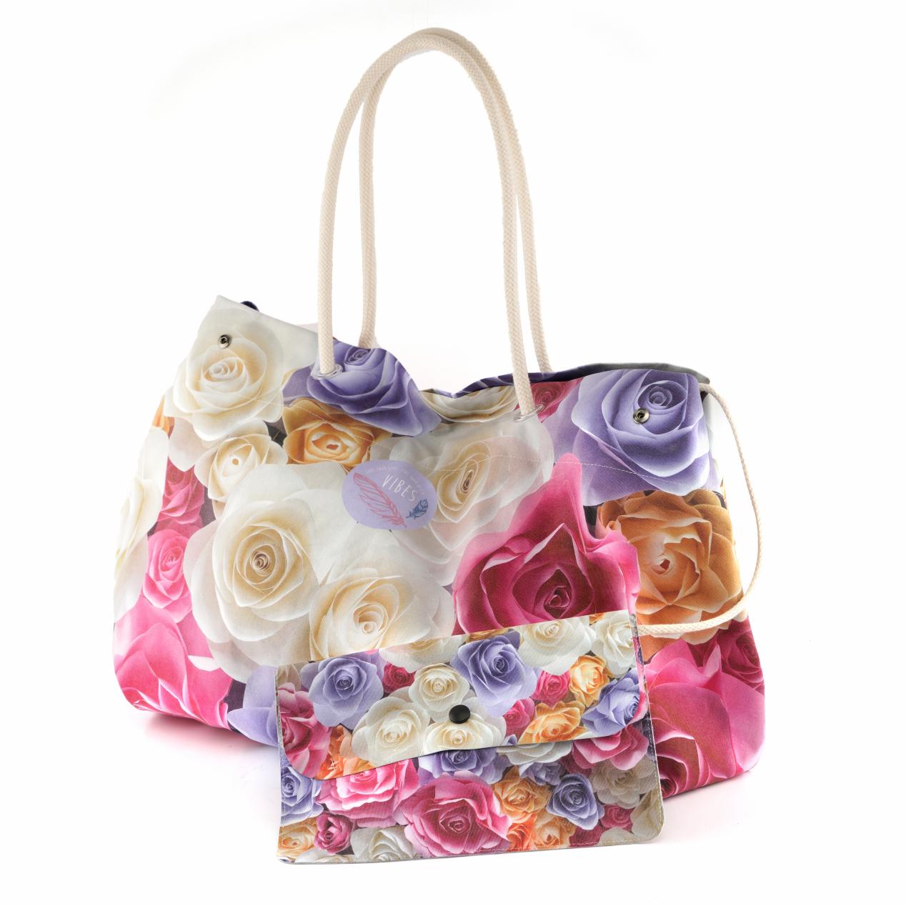 Beach Bag Big Rose Viola