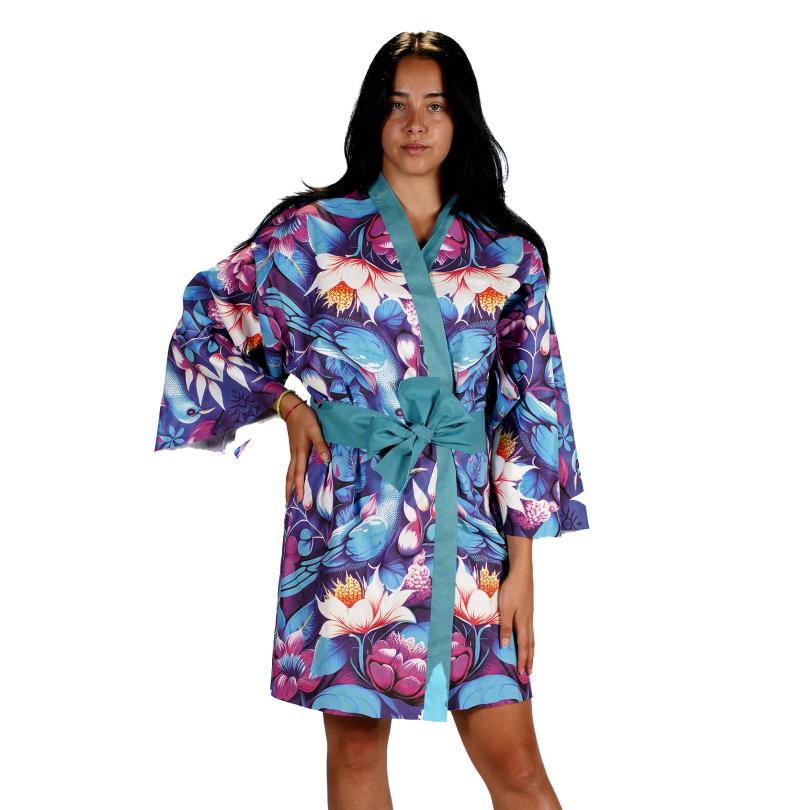 Kimono Fiorato Bluette