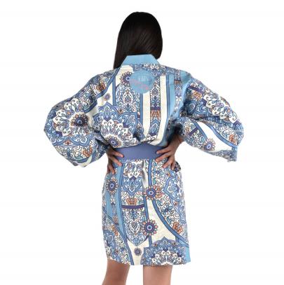 Kimono Mosaico Azul Retro
