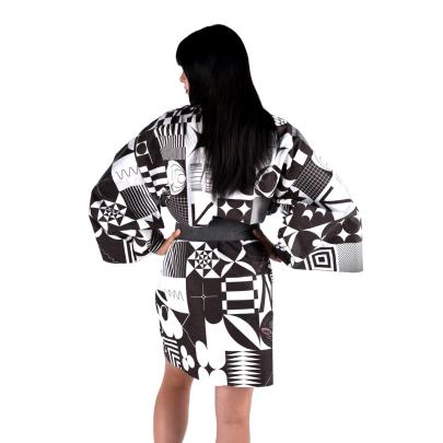 Kimono Geometrico Black&White Retro