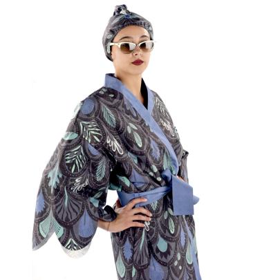 Kimono Peacock Blue Cap