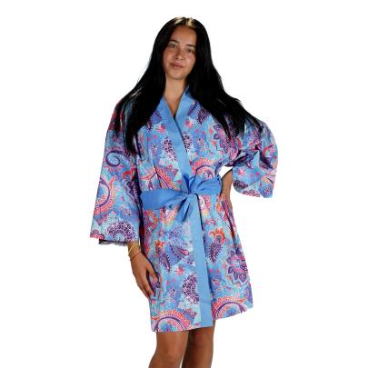 Kimono Paisley Azzurro fronte